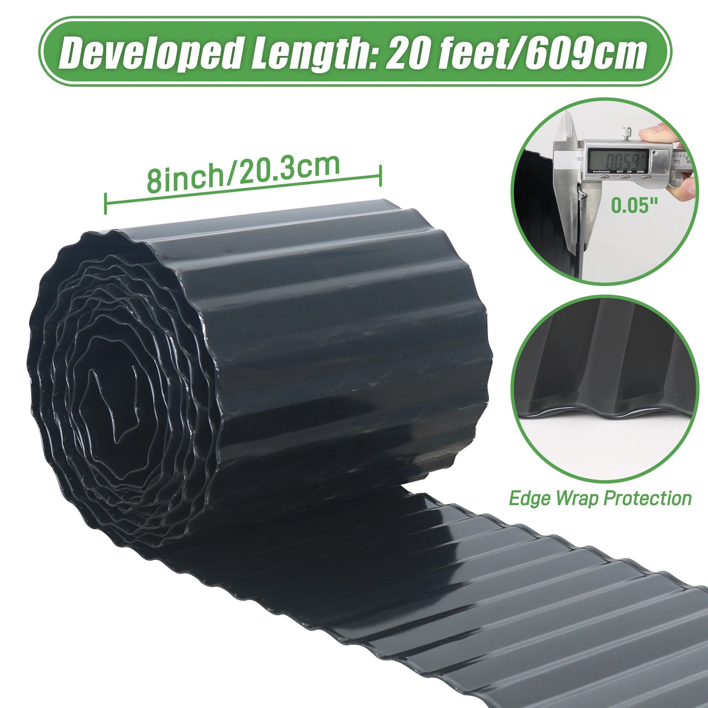 8in×20FT Corrugated Metal Garden Edging,Sturdy Lawn Edging Brooder,Landscape Edging Border for Lawn, Flower Bed,Garden and Yard