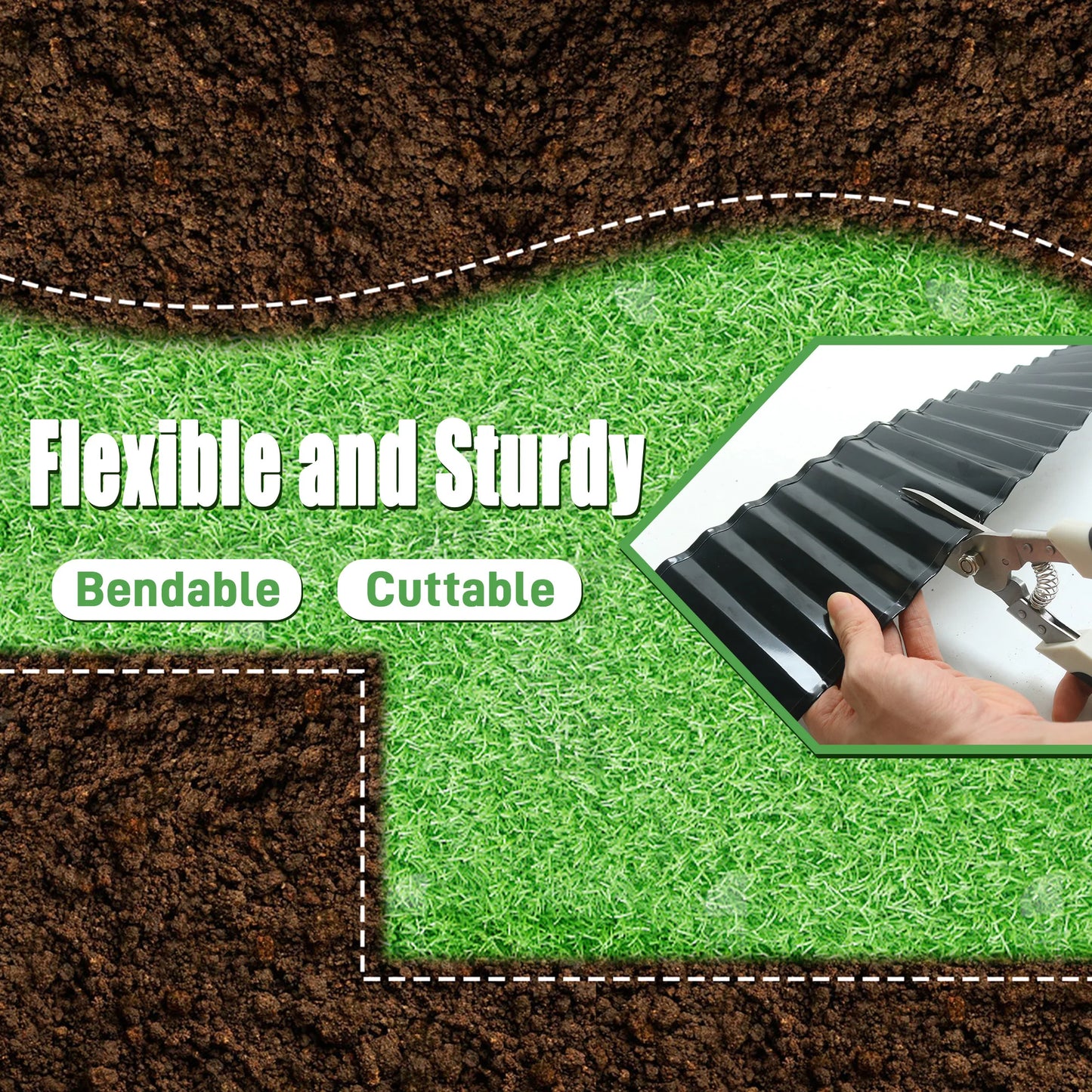 8in×20FT Corrugated Metal Garden Edging,Sturdy Lawn Edging Brooder,Landscape Edging Border for Lawn, Flower Bed,Garden and Yard