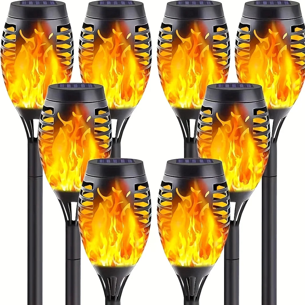 Halloween outdoor solar lights-8 pieces Flame torch lights Waterproof Paths Lawns Gardens Courtyards