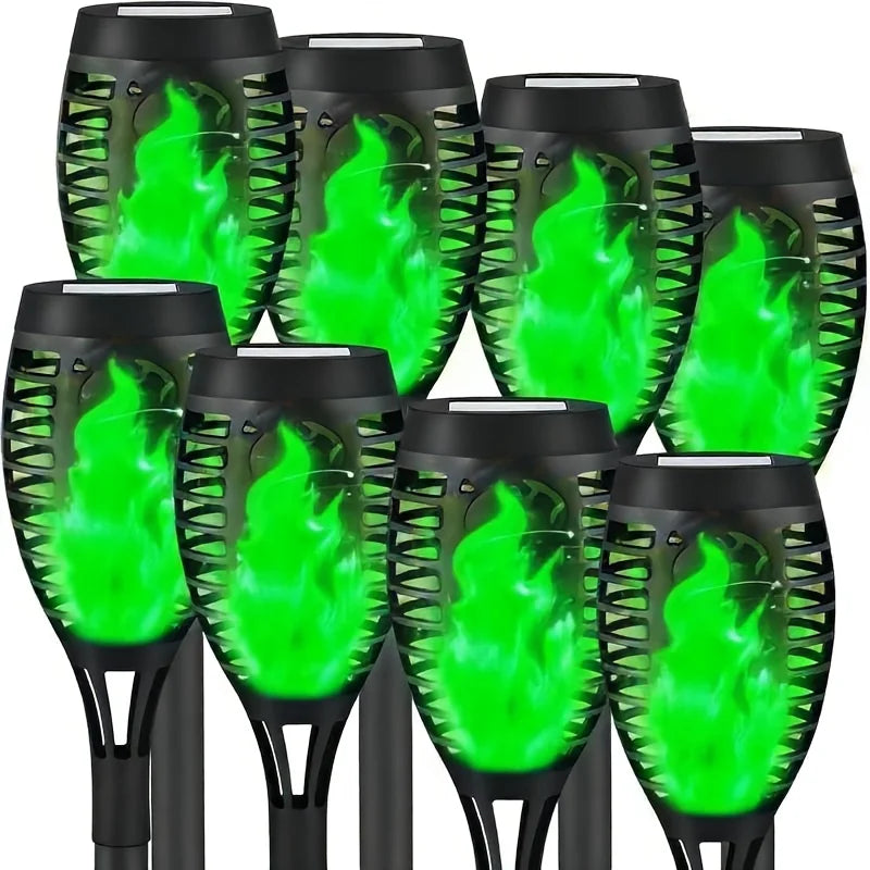 Halloween outdoor solar lights-8 pieces Flame torch lights Waterproof Paths Lawns Gardens Courtyards