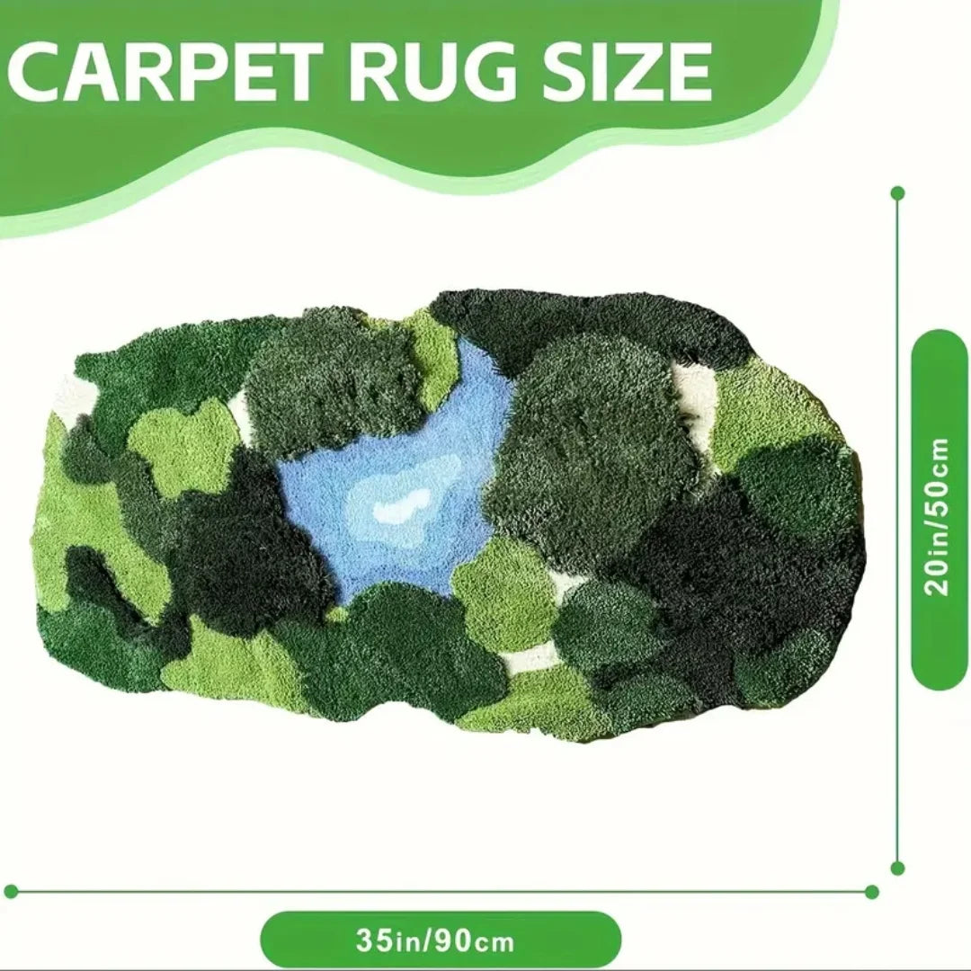 3D Moss Rugs, Plush Ruas Leaf Shaped Bathroom Rugs Non-Slilp Bathroom Mats Tufed Rugs, super Sof Washable Botanical leaf shapes