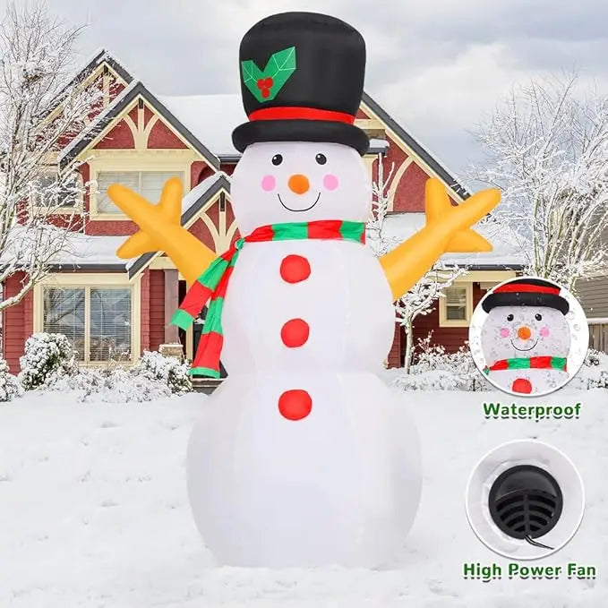 GOOSH 5 FT Christmas Snowman Inflatable Decoration Blow Up Snowman Outdoor Christmas Yard Decoration with Branch Hand Blow Up