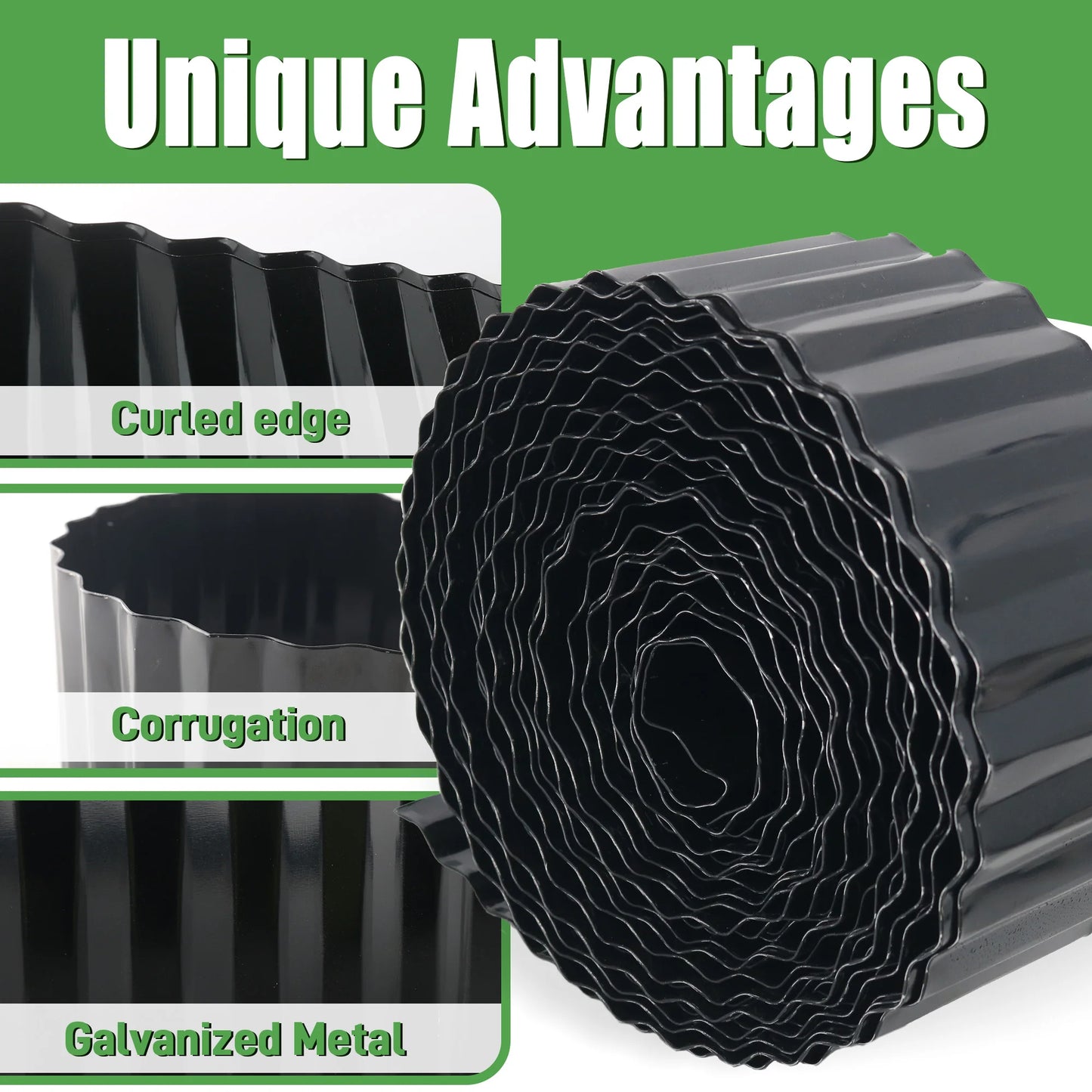 8in×20FT Corrugated Metal Garden Edging,Sturdy Lawn Edging Brooder,Landscape Edging Border for Lawn, Flower Bed,Garden and Yard