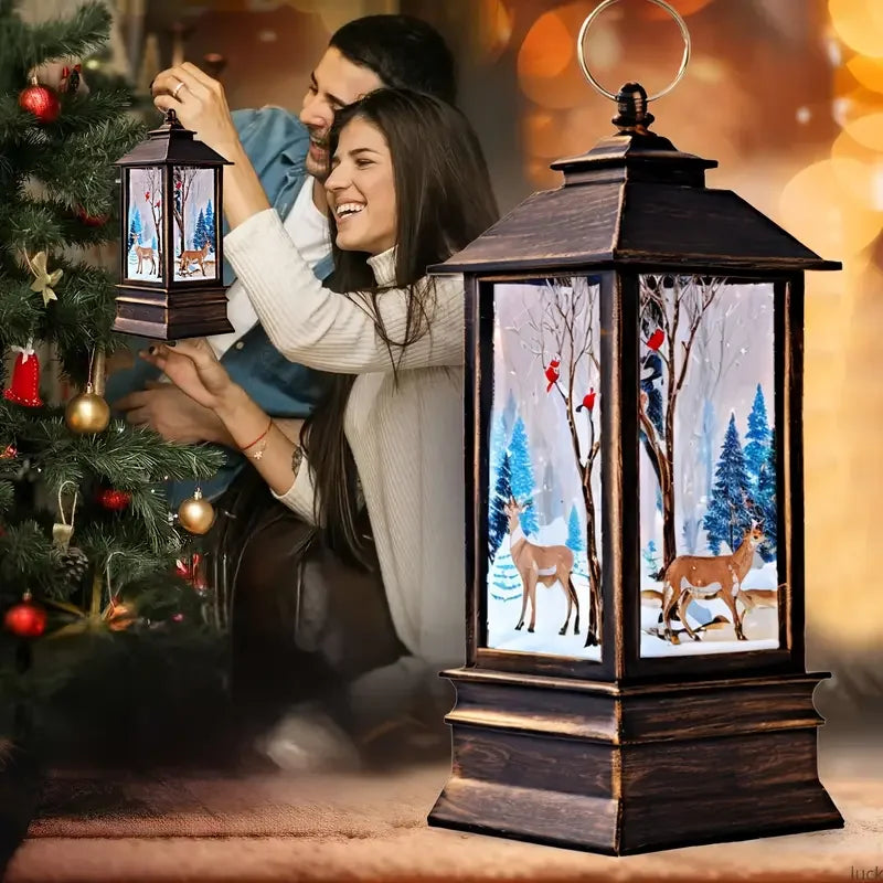 3-piece holiday retro Christmas candle lights, desktop decoration, party props, with Santa Claus, moose, snowman patterns.