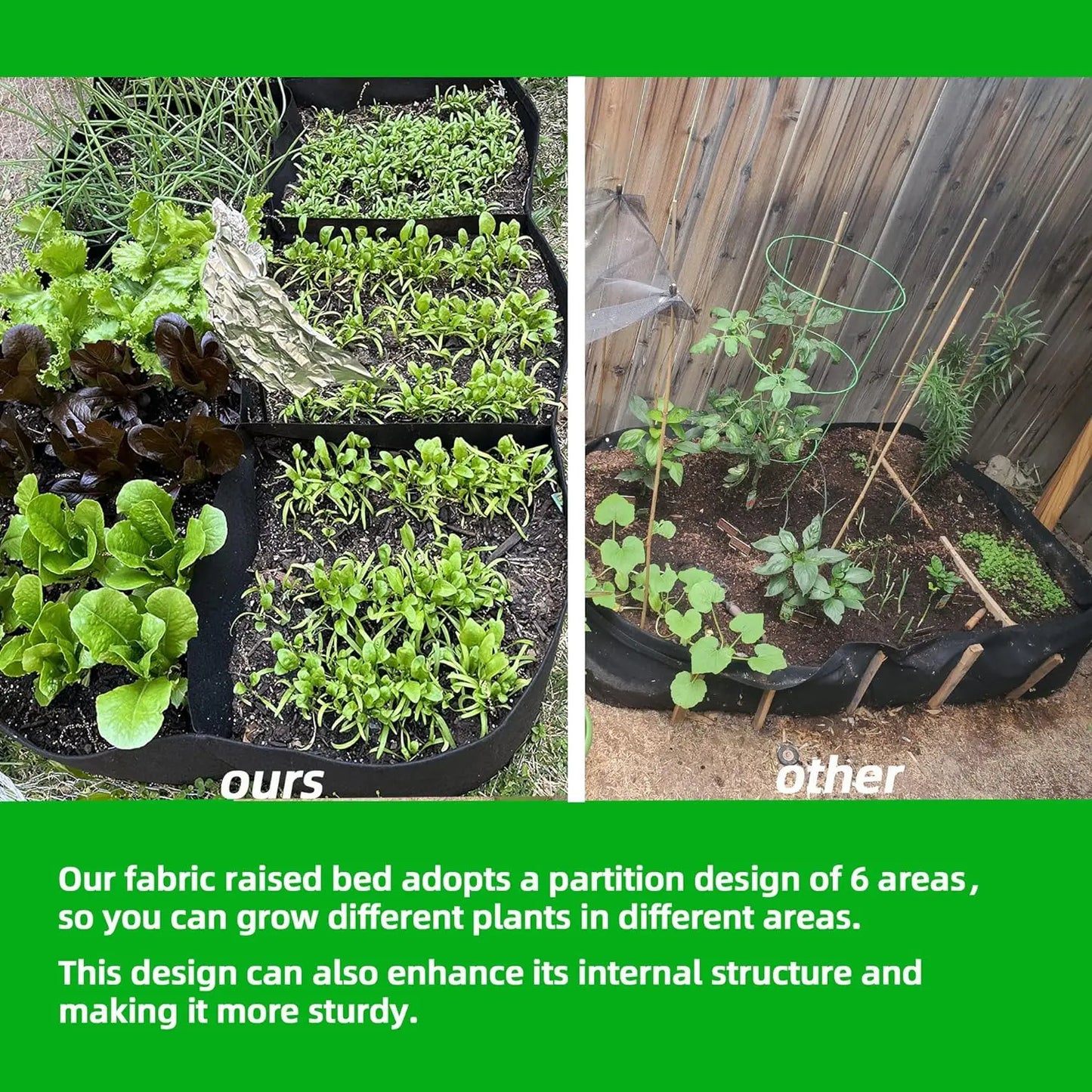 Fabric Raised Garden Bed 4x2x1ft Garden Grow Bed Bags for Growing Herbs, Flowers and Vegetables 55 Gallon