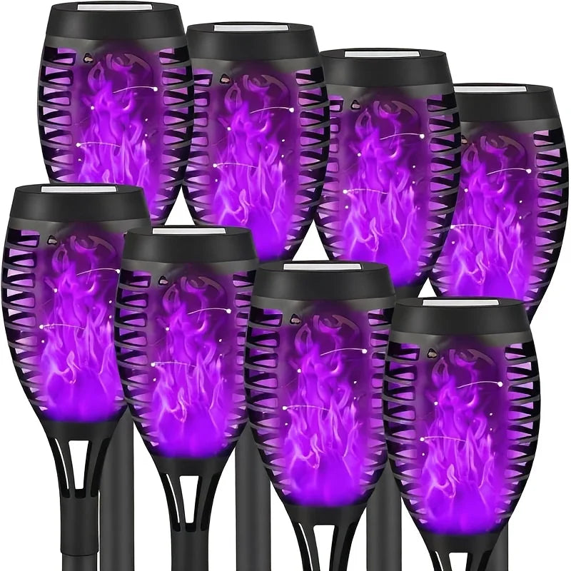 Halloween outdoor solar lights-8 pieces Flame torch lights Waterproof Paths Lawns Gardens Courtyards