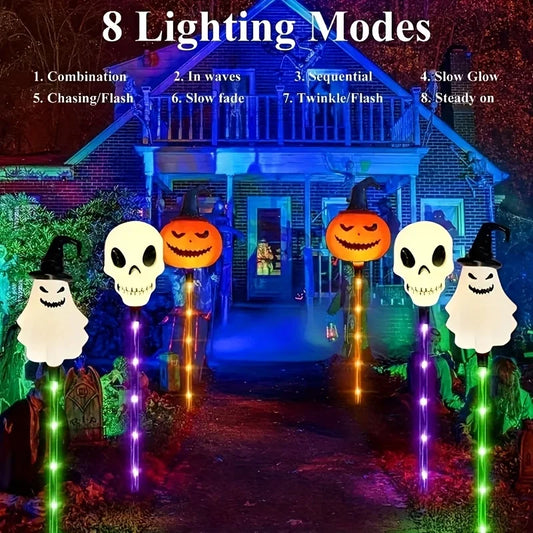 Pumpkin-shaped Halloween Garden Lamp Solar Garden Light Waterproof w/ 8 modes - for Halloween parties & outdoor decor