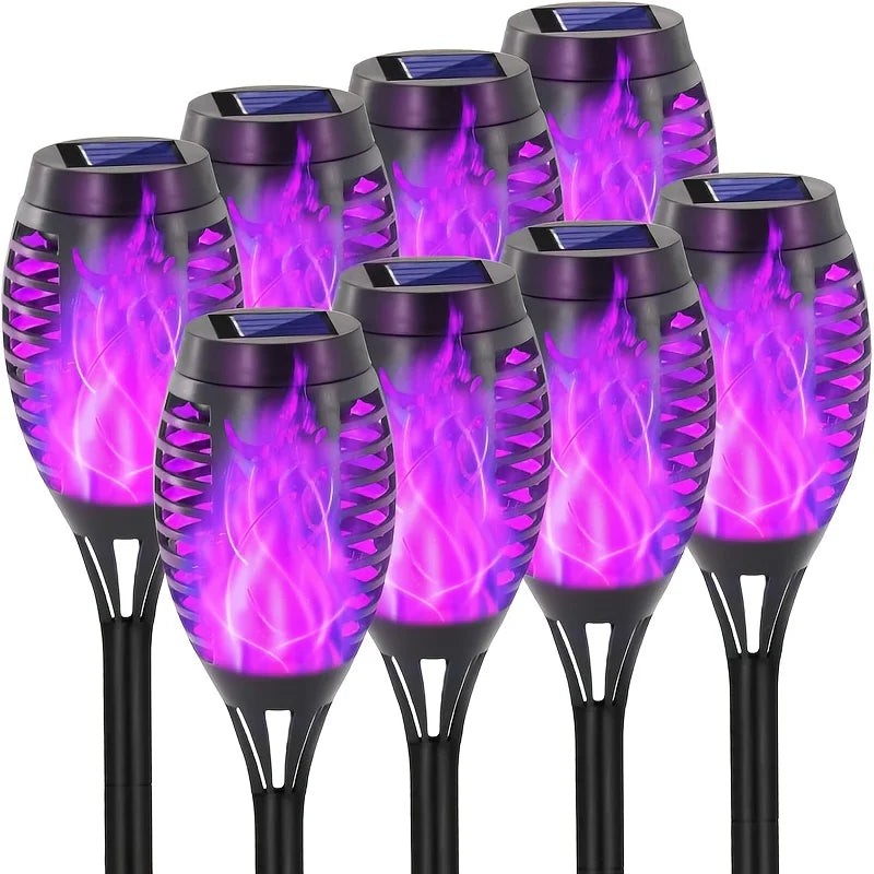 Halloween outdoor solar lights-8 pieces Flame torch lights Waterproof Paths Lawns Gardens Courtyards