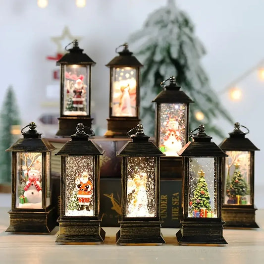 3-piece holiday retro Christmas candle lights, desktop decoration, party props, with Santa Claus, moose, snowman patterns.