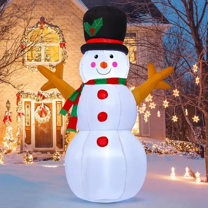 GOOSH 5 FT Christmas Snowman Inflatable Decoration Blow Up Snowman Outdoor Christmas Yard Decoration with Branch Hand Blow Up
