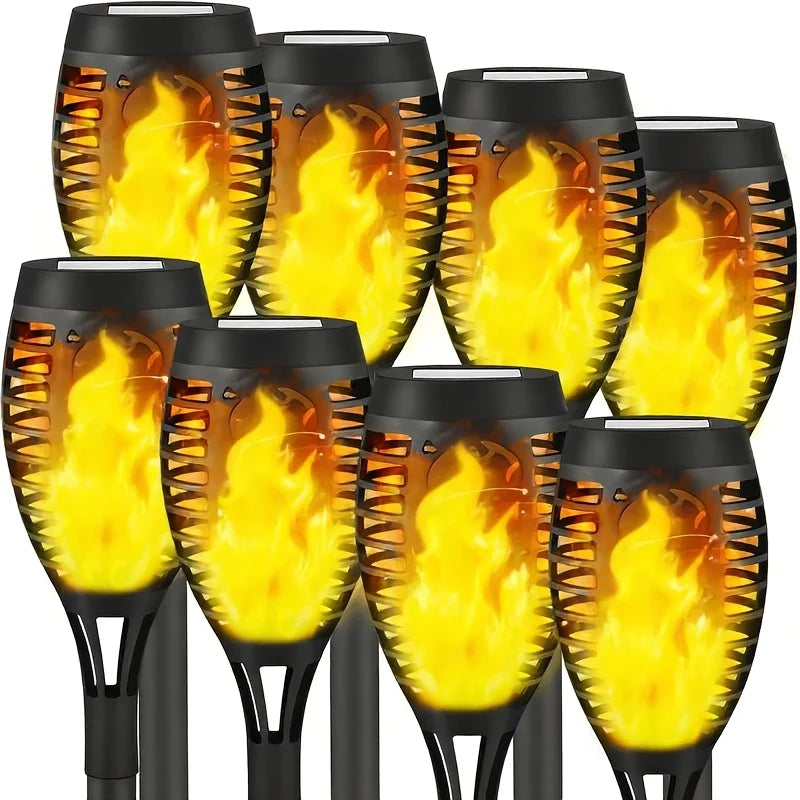 Halloween outdoor solar lights-8 pieces Flame torch lights Waterproof Paths Lawns Gardens Courtyards