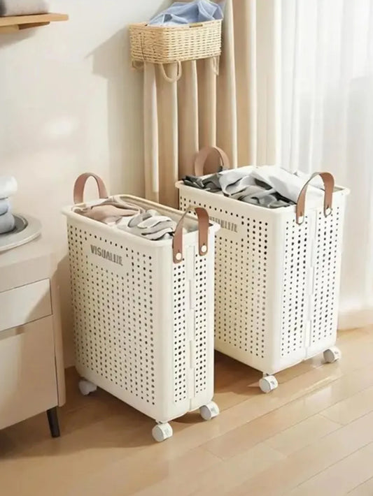 Collapsible laundry basket sorter, multifunctional portable room decoration storage, home bathroom organizer.