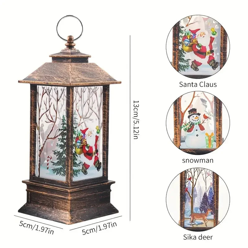 3-piece holiday retro Christmas candle lights, desktop decoration, party props, with Santa Claus, moose, snowman patterns.