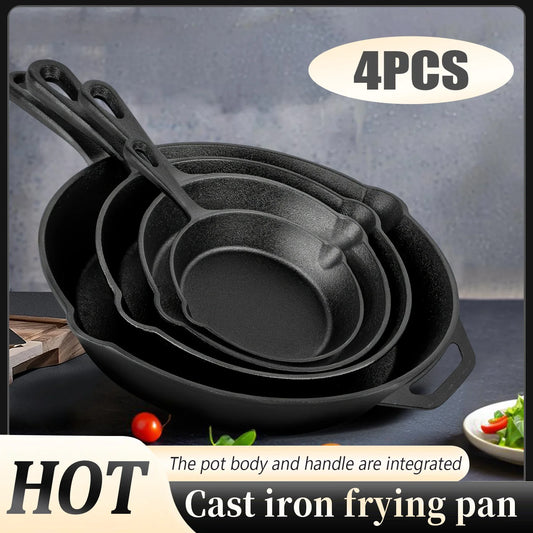 Multi-Size Cast Iron Skillets Set - 6-Inch, 8-Inch, 9-Inch,10-Inch Frying Pans for Every Recipe