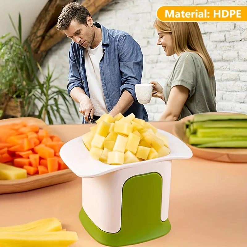 Multifunctional veggie chopper & fry maker-manual press, no batteries, quick slicing for onions, carrots, potatoes, compact & du