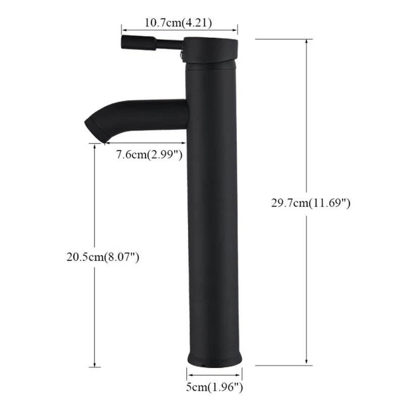 Rozin Matte Black Basin Faucet Deck Mounted Single Lever Bathroom Crane Waterfall Brass Bathroom Tap Hot Cold Water Mixer Taps