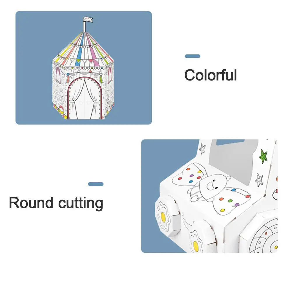 Cardboard Playhouse Interactive Educational DIY Toy DIY Hand-Painted Large Cardboard Assembly House Car Sheep Toy For Children