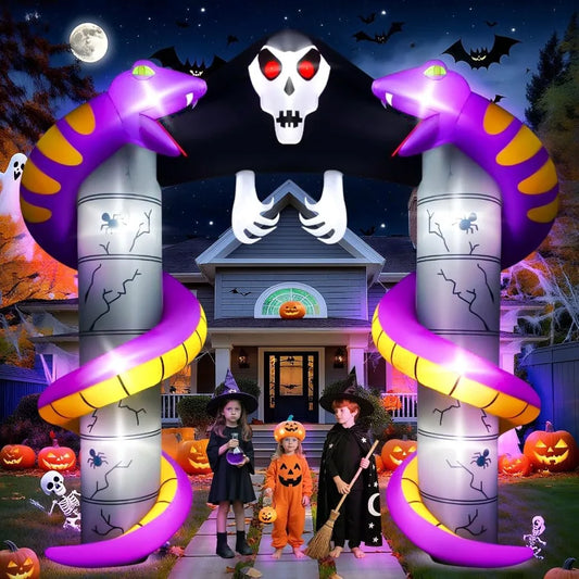 Halloween Inflatable Arch Ghost Decoration with Builtin LEDs for Outdoor and Indoor Use Perfect for Yard Garden Lawn Party Chri