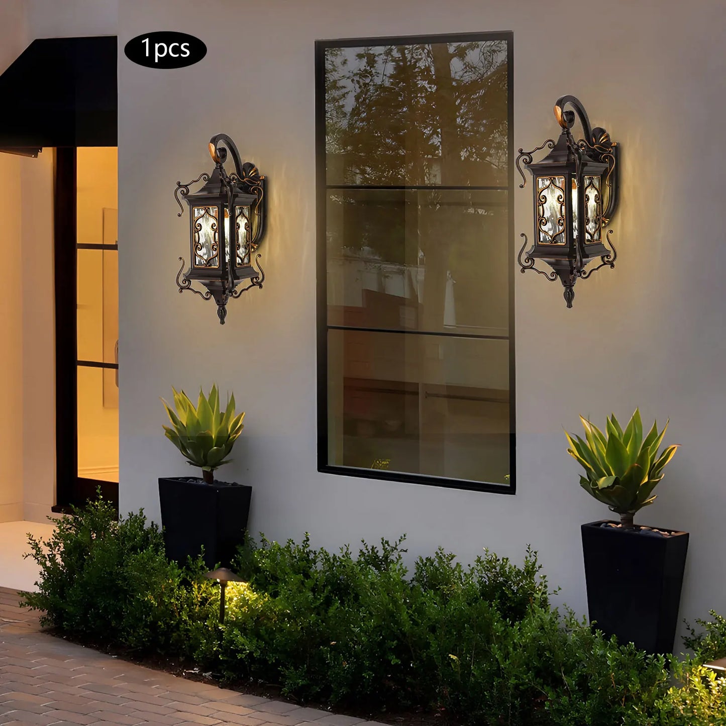 6.29" Wall Light Outdoor IP55 Waterproof Retro Outside Porch Light Gourd Type Need 1 * E26 (Not Included) 85-265V
