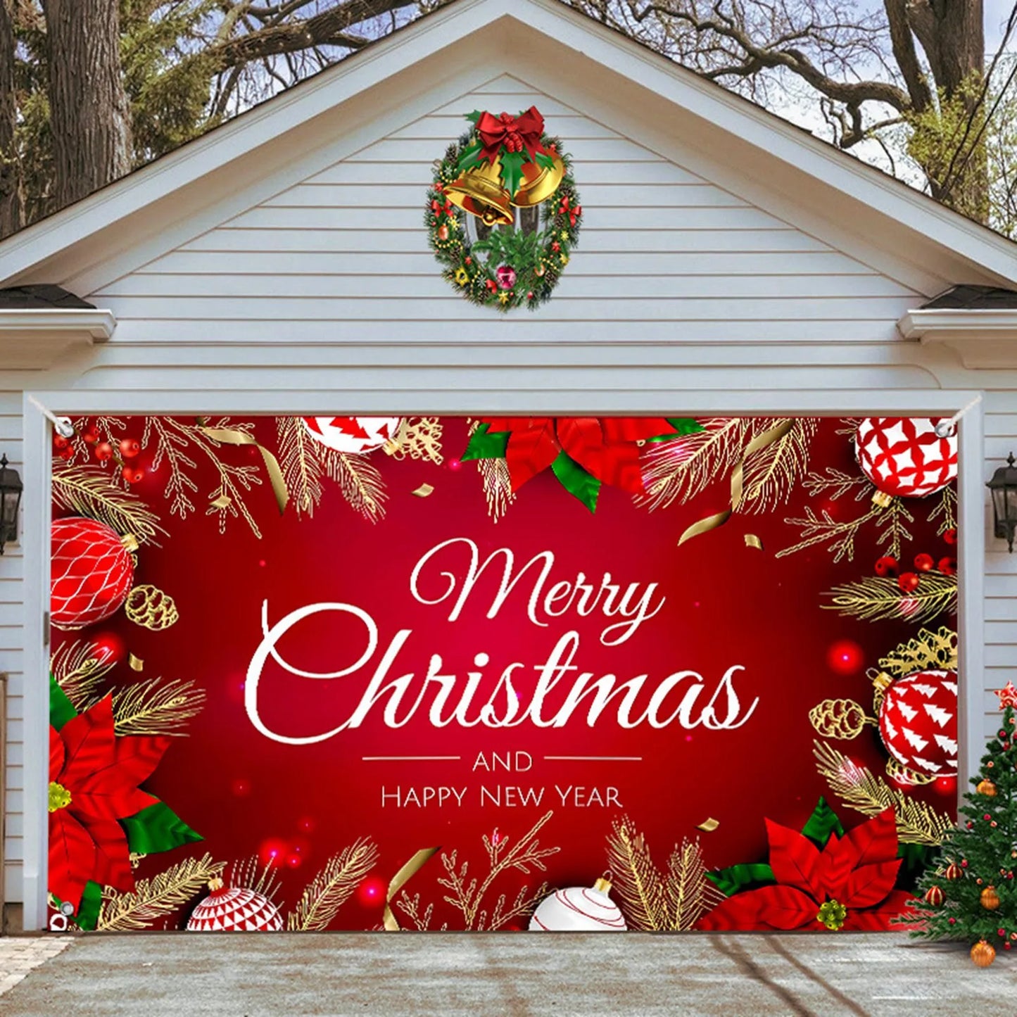Christmas Garage Door Decoration Christmas Garage Door Banner Mural Cover 7 X 16 Feet Large Merry Christmas Sign For Christmas