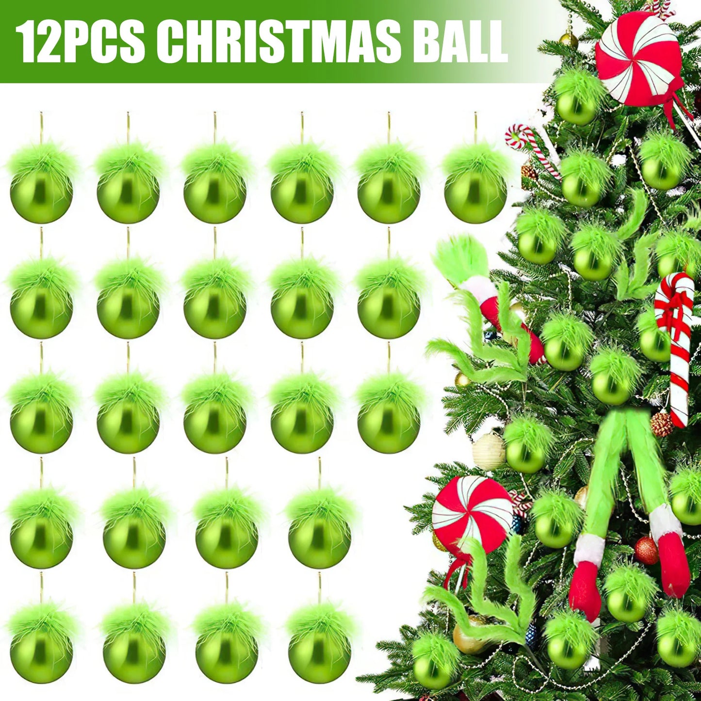 12pcs Christmas Tree Decorations Fluffy Christmas Ornaments Set for Holiday Party Decor Xmas Home Decorations 16PC