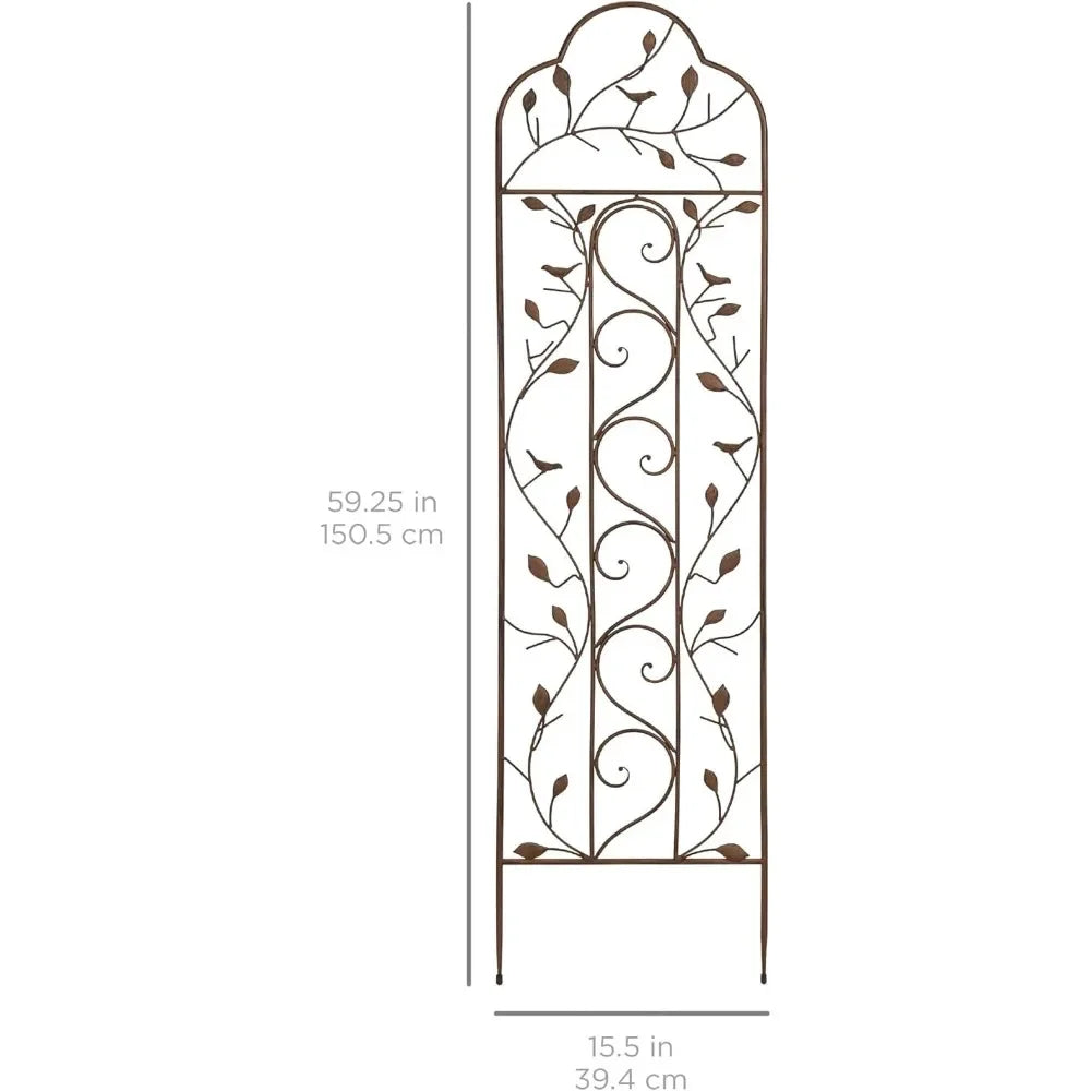 Set of 2 60x15-inch Iron Arched Garden Trellis w/Branches for Birds, Lawn, Garden & Climbing Plants