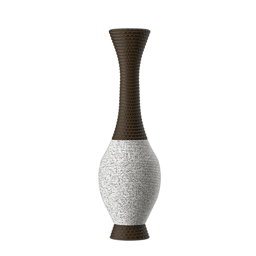 39-Inch Tall Standing Designer Floor Vase Durable Artificial Rattan Elegant Tone Dark Brown Finish Ideal Decor Accent