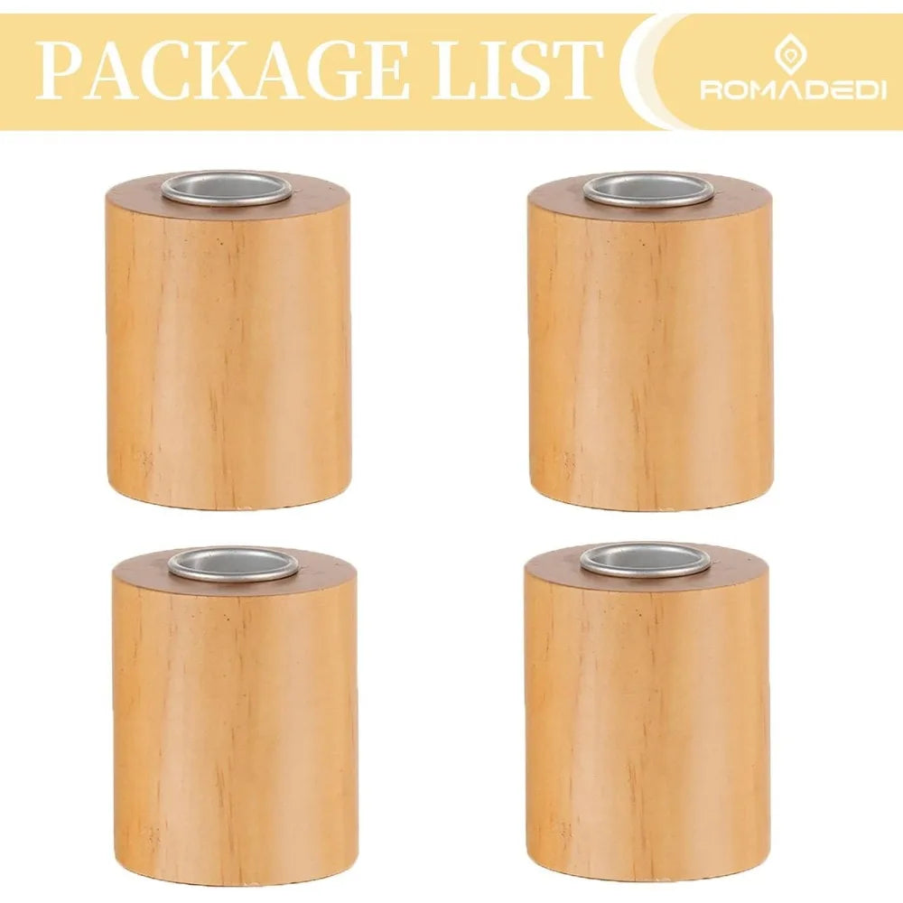 wood candlesticks candle holders boho decor - 4pcs wooden taper candle stick candle holder for table centerpiece home decor adve