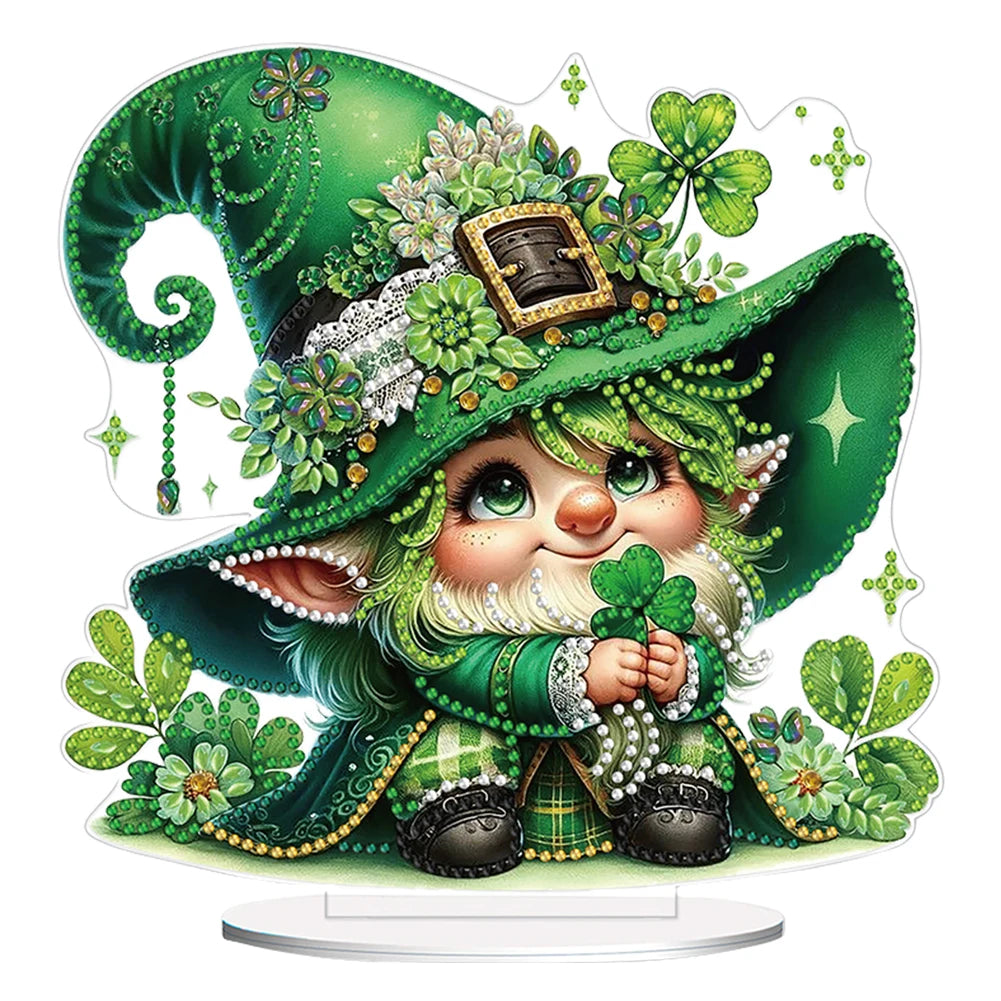 St. Patricks Day Fox Desktop Diamond Art Kits Rhinestones Desktop Ornaments Diamond Painting Desktop Decors Bedroom Table Decor