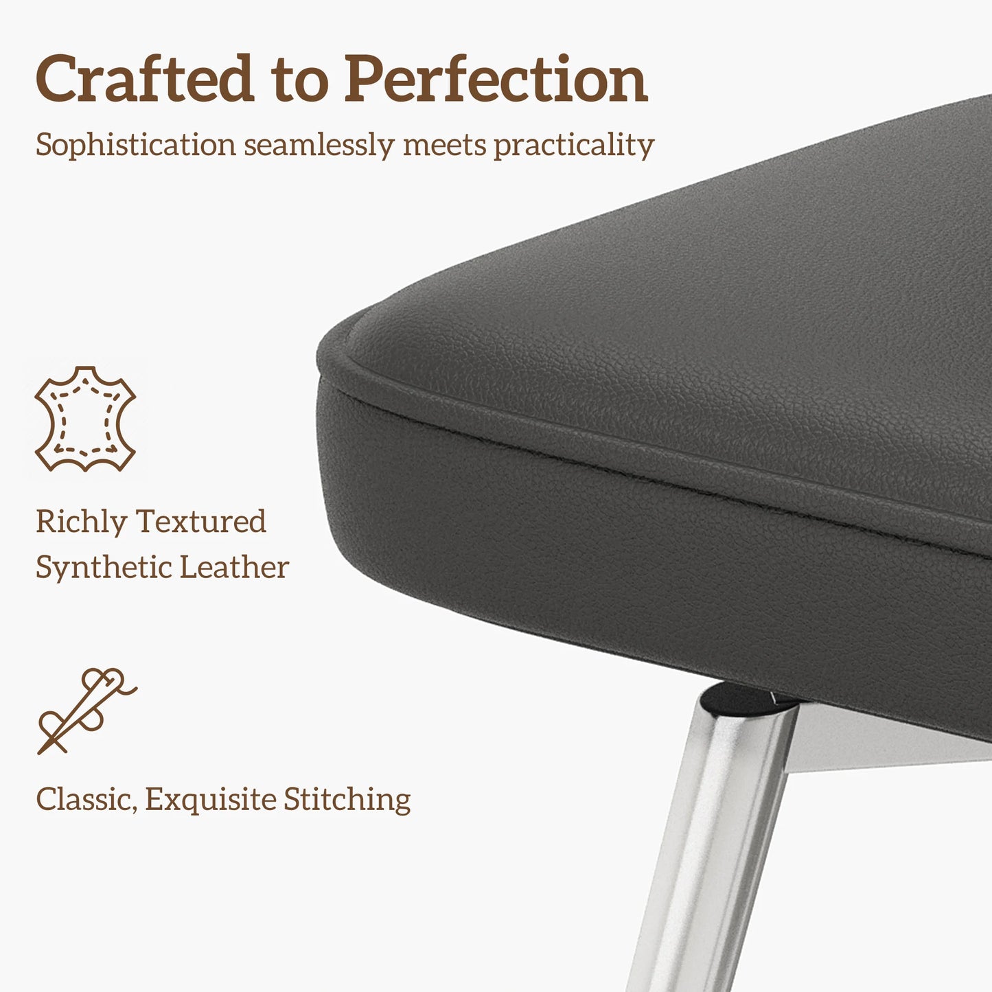 26" Swivel Barstools Set of 4, PU Leather Counter Height Bar Stools, Bar Chairs with Metal Footrest for Kitchen Island, Brown