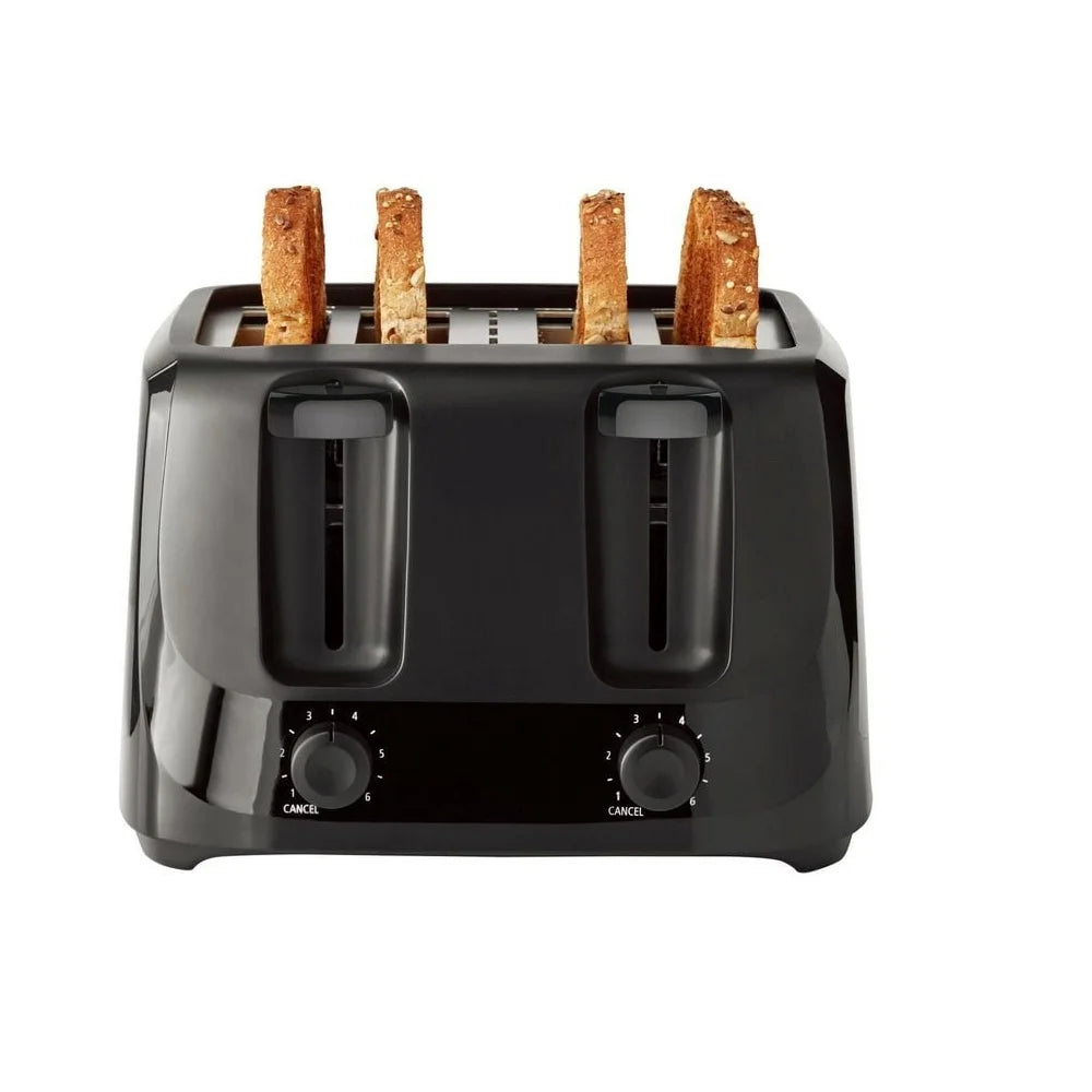 4 Slice Toaster with 6 Shade Settings Removable Crumb Tray Auto Centering Guides Easy Clean Cord Wrap Breakfast Snacks