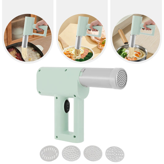 Electric Stainless Steel Pasta Maker,White/Green 5 Molds Kitchen Pasta Machine 22*20.5cm for Home Kitchens