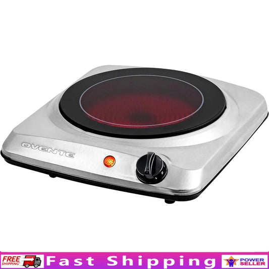 1000W Infrared Electric Hot Plate Countertop Burner Adjustable Temperature Easy Clean Portable Cooktop Home Camping RV