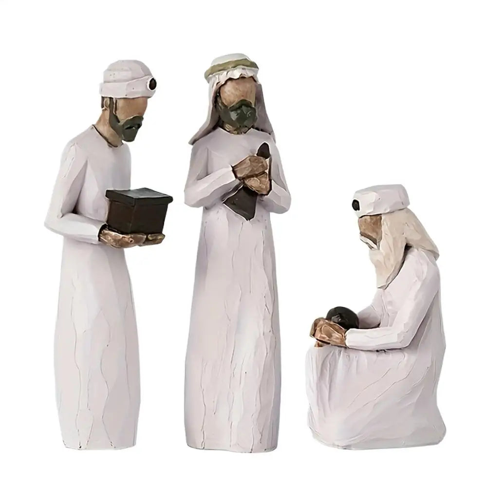 Three Wisemen Figures Hand-Painted Resin Christmas Nativity Set Seasonal Home Decoration Christmas Sculpture for Table Bookshelf