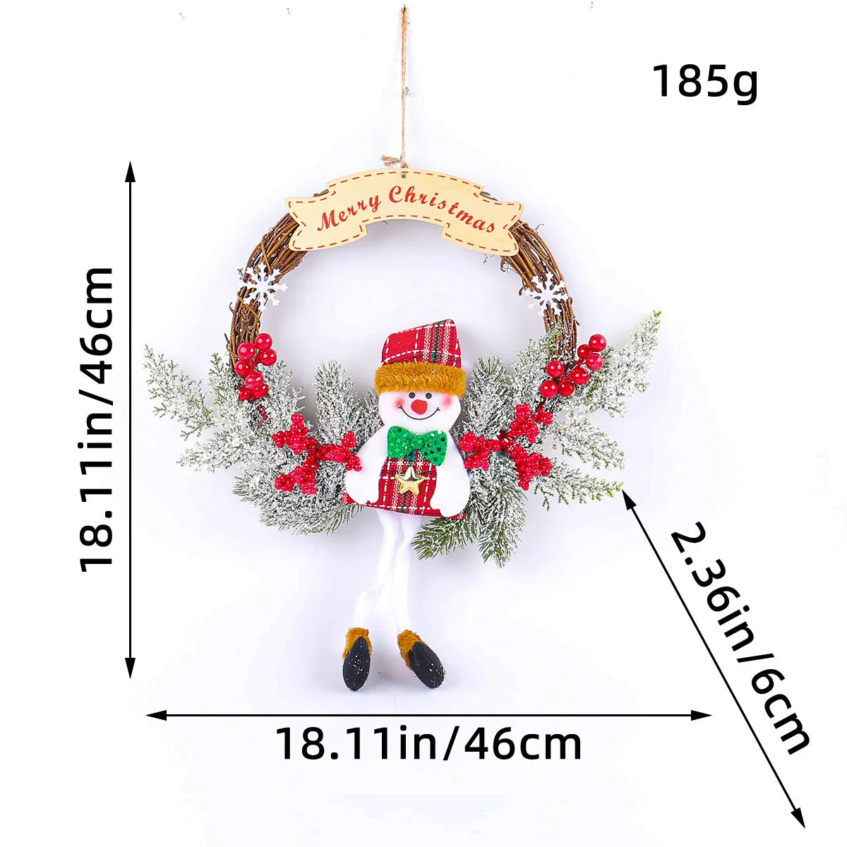 Christmas Wreath Flower Pendant Dead Branches Berries Pine Rattan Wreaths Shopwindow Layout Props Home Indoor Door Decoration