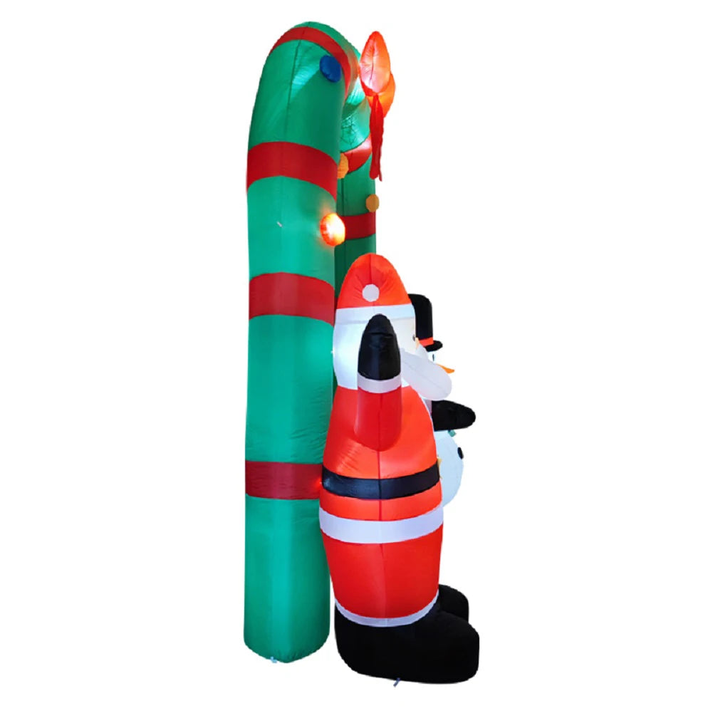 8FT Inflatable Lighted Christmas Archway & LED Light Santa & Snowman Arch Gate Decoration Indoor and Outdoor Holiday Decorations