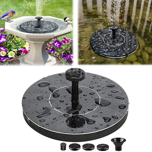1W Solar Fountain Bird Bath Pond Patio Powered Fountain Pump with 6 nozzle Solar Bird Bath Fountain for Outdoor Bird Bath Garden