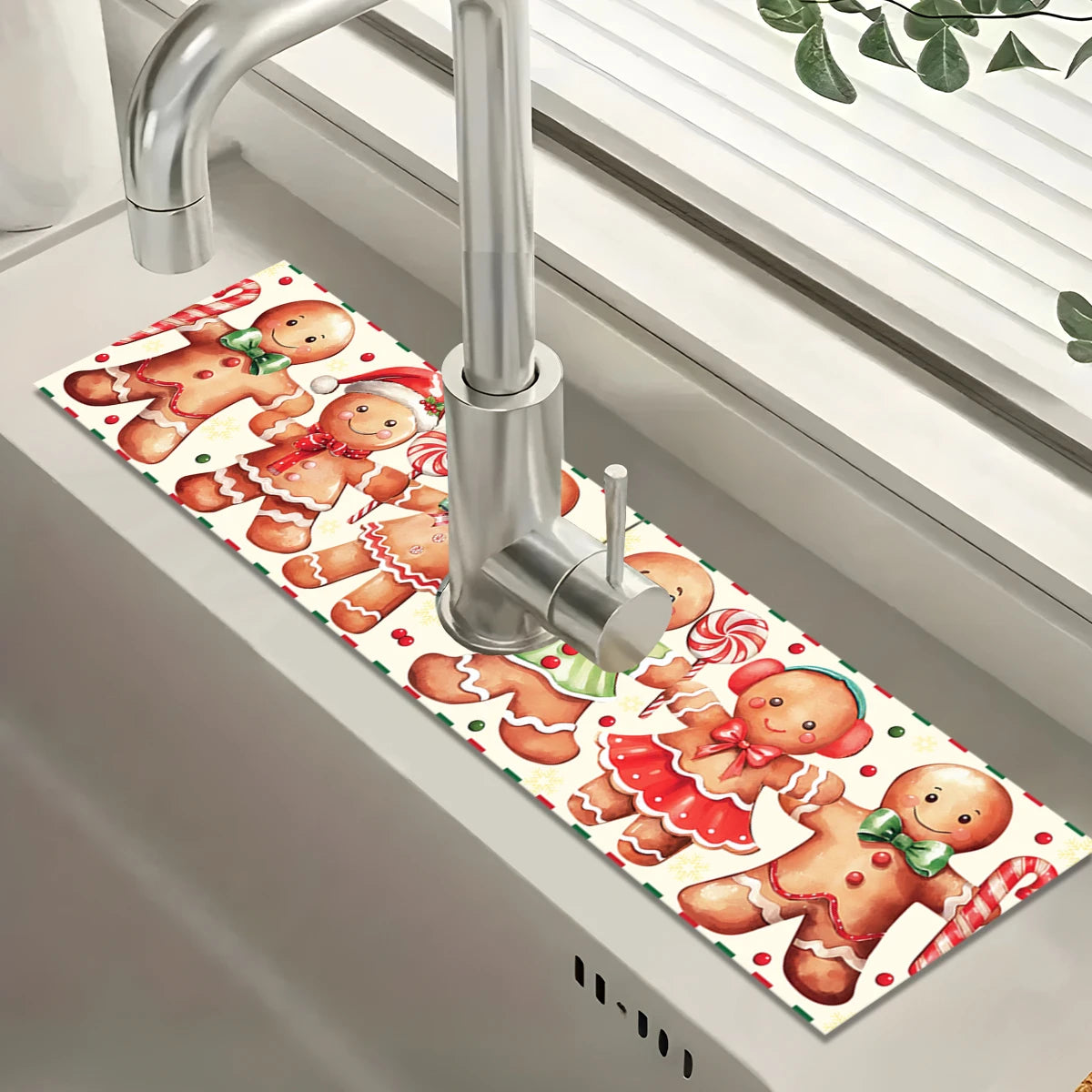 2025 Christmas Kitchen Absorbent Mat - Sink Faucet Mats for Home Navidad Decor & Xmas Ornaments