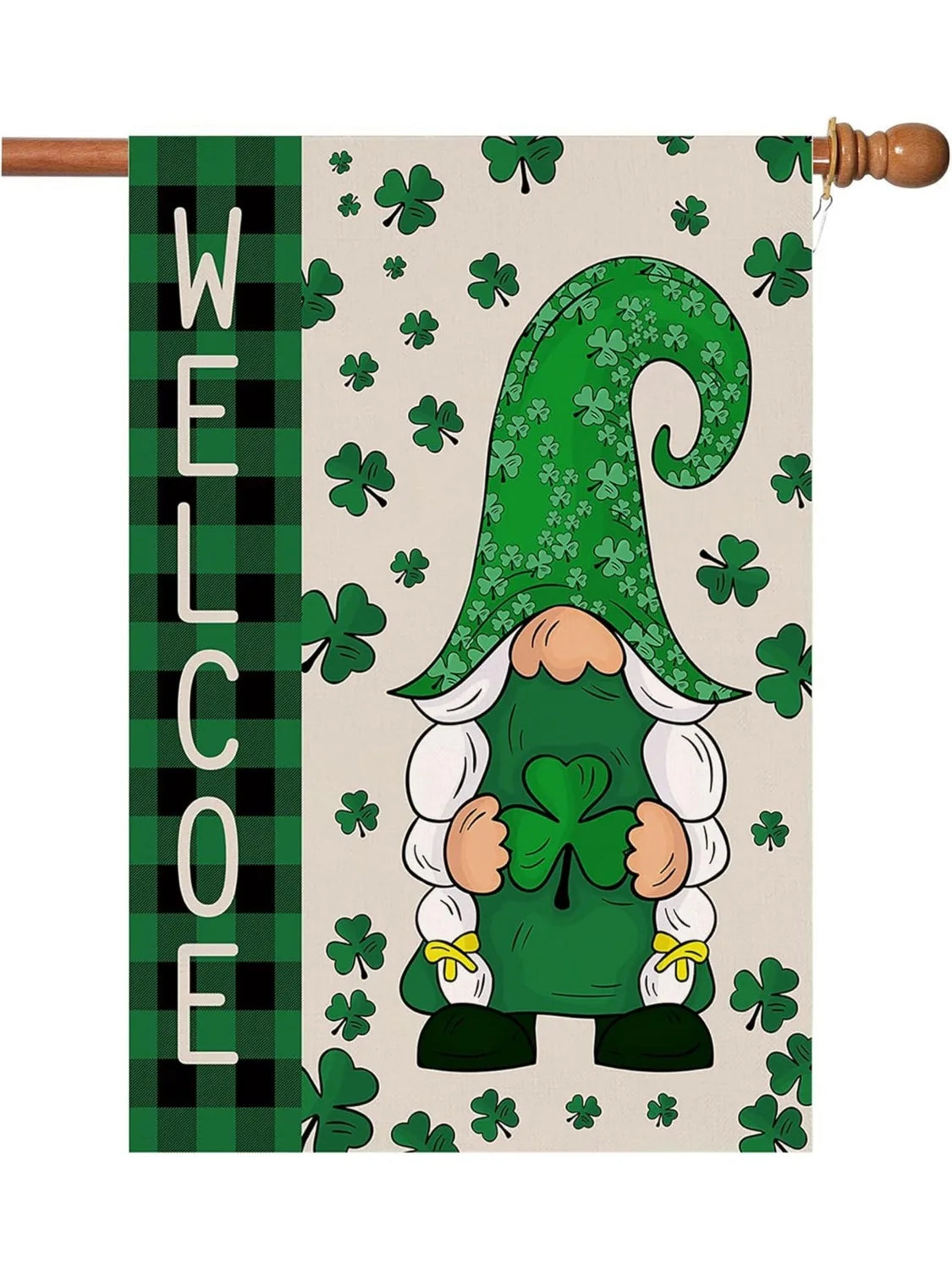 St Patrick's Day Flag,Shamrock Banner St Patricks Flag 28 x 40 Inch House Flag for Garden and Home Decorations