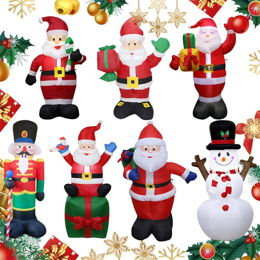 LED Inflatable Illuminated Santa Claus Ornament Lighted Giant Model Ornament Decorative Cartoon  Christmas New Year Gifts