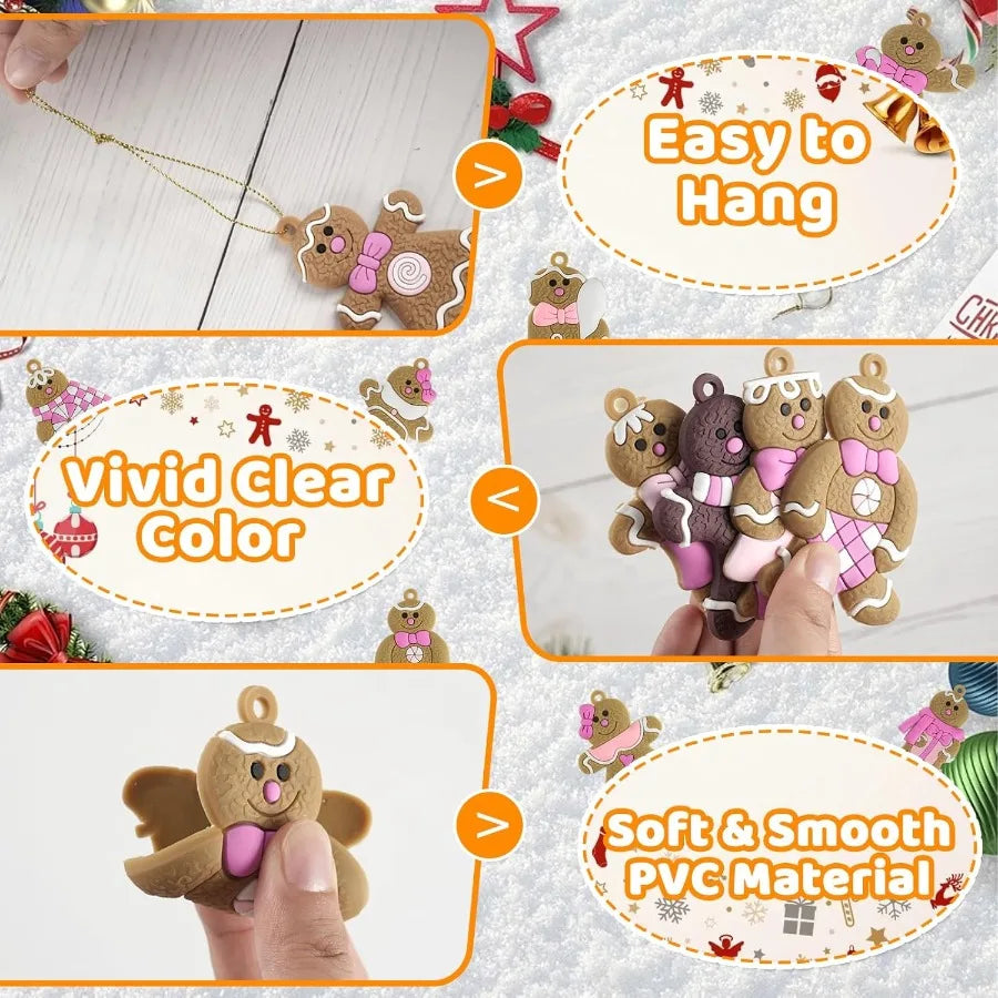 36pcs Pink Gingerbread Man Christmas Tree Decorations Hanging Ornaments for Holiday Xmas Tree Home Decor Festive Winter Season