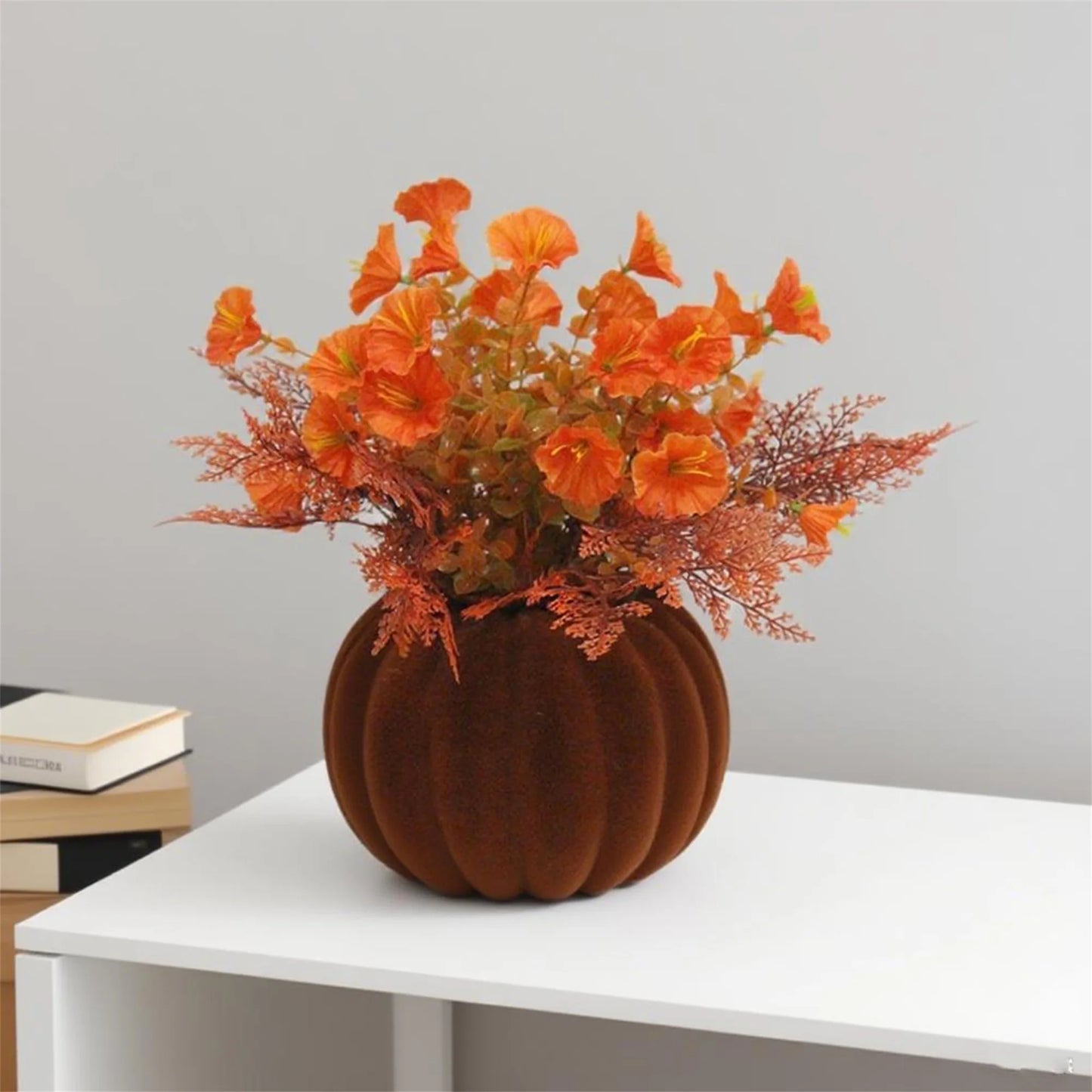 Fall Harvest Artificial Pumpkins with Burlap and Sunflowers for Thanksgiving Table Decorations and Party Centerpieces