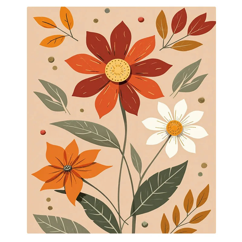 1pc Flannel Blanket Autumn Floral Throw Blanket - Cozy Home Decor with Orange and White Flowers