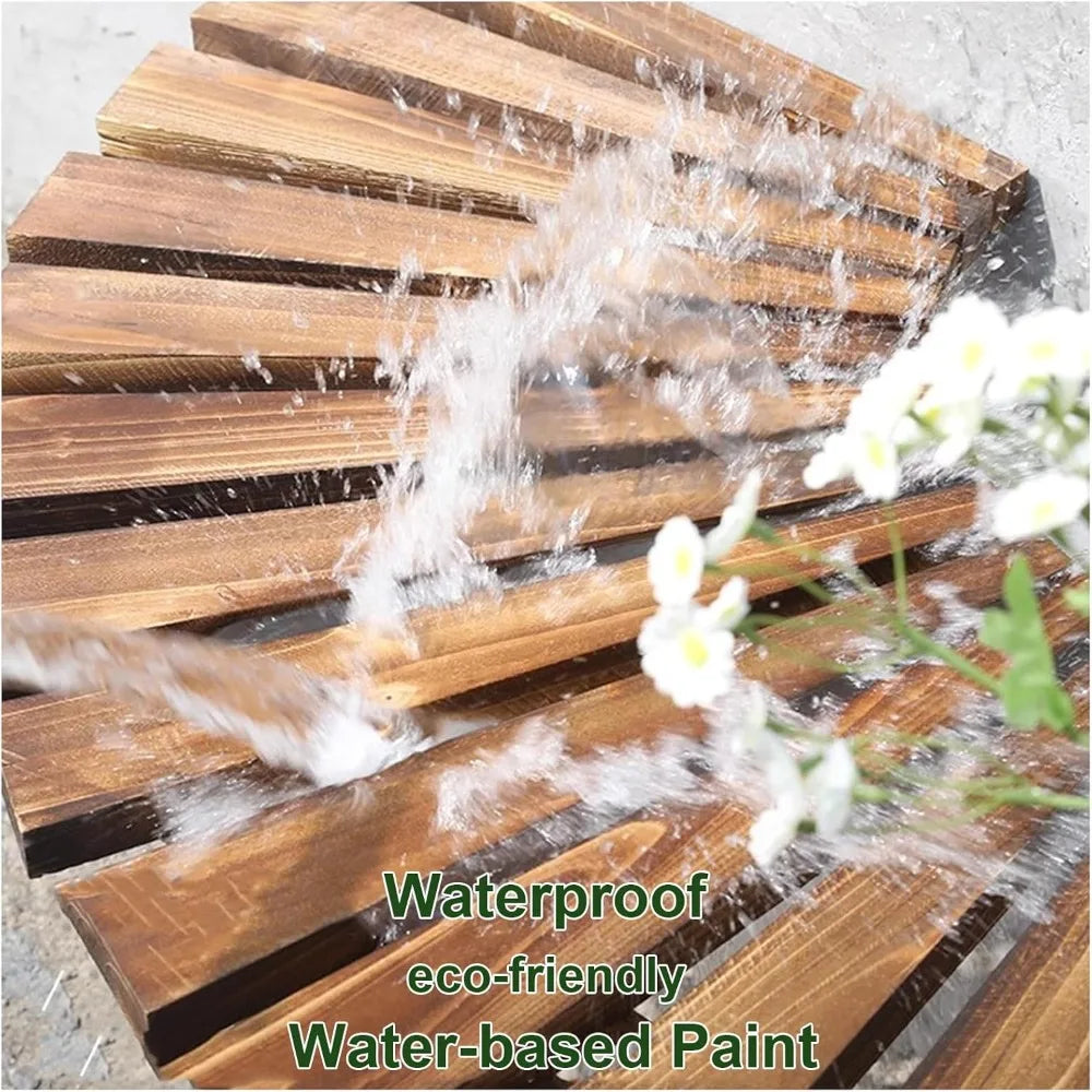 Wrap Around Tree Bench, Outdoor Curved Wooden Seat Semicircular Backrest Design for Gardens Patios Backyards Lawn