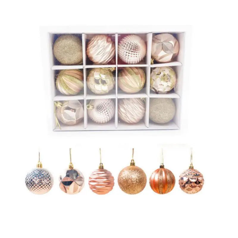 Hand Painted Christmas Ball Set Ornaments, 2.4 Inch Shatterproof Woven Fabric Ball Set for Xmas Tree Decor, Home Festival Decor