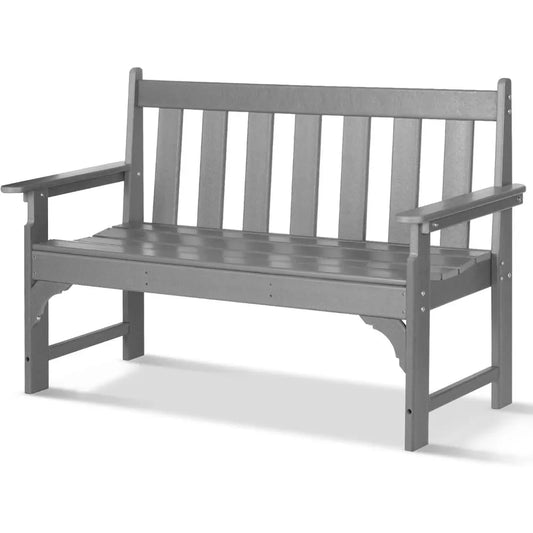 Outdoor Bench, HDPE All Weather Patio Bench Load up to 800 Lbs, 2-Person Garden Bench Rot-Proof Fade Proof for Patio, Porch
