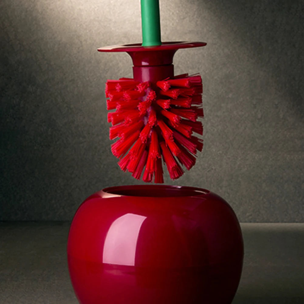 Cherry Shape Toilet Brush Long Handle Toilet Cleaning Brush Replaceable Nylon Soft Bristle Brush Bathroom Toilet Cleaning Tool