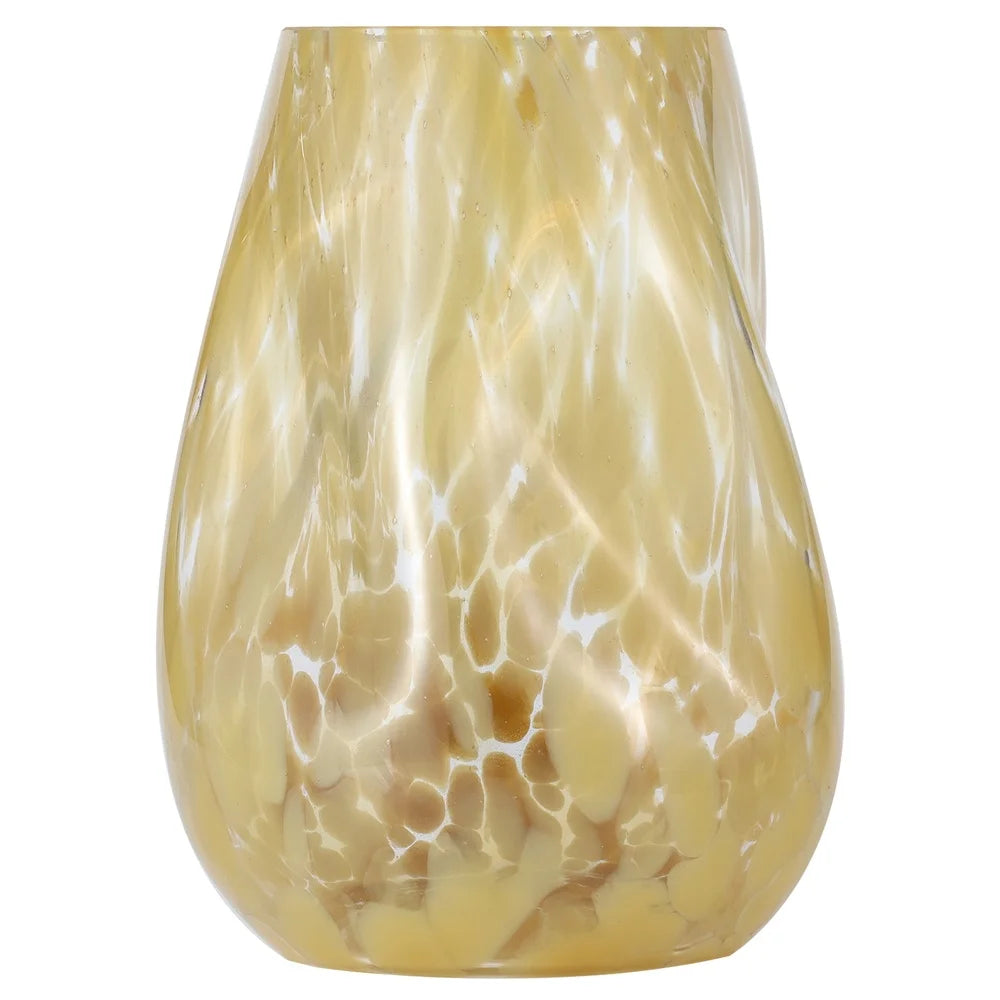 Large Artisan Blown Glass Vase Tortoise Speckled Finish Decorative Tabletop Accent Unique Floral Display Indoor Home Decor