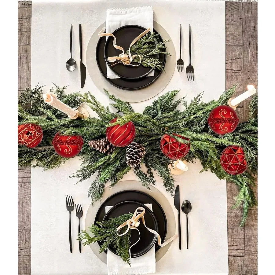 12pcs Red Christmas Ornaments Balls 3.14 inch Glitter Hanging Christmas Tree Ornaments Set for Christmas Decorations Hand Paint