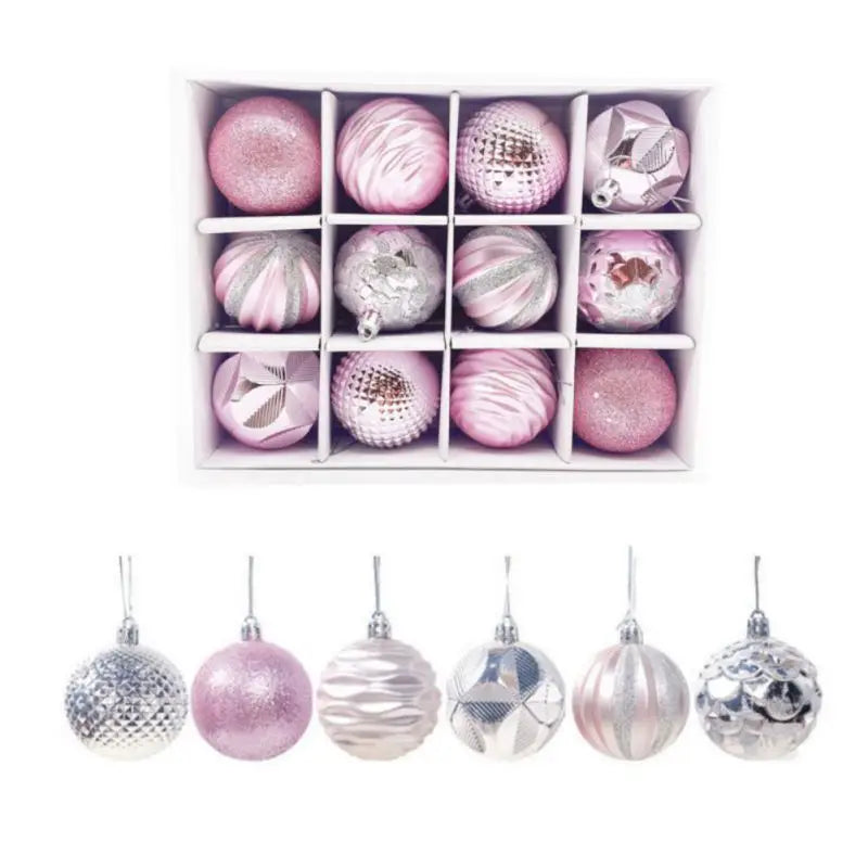 Hand Painted Christmas Ball Set Ornaments, 2.4 Inch Shatterproof Woven Fabric Ball Set for Xmas Tree Decor, Home Festival Decor